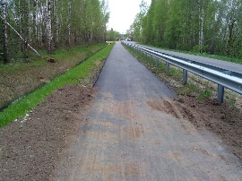 Дорожка до и после засыпки обочин