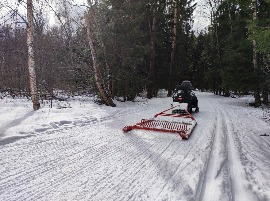 Подготовка Красногорской лыжной трассы отечественным снегоходом «Тайга Патруль 800 SWT».