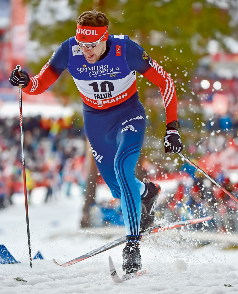 Панжинский во время квалификационного забега на чемпионате мира в Фалуне.