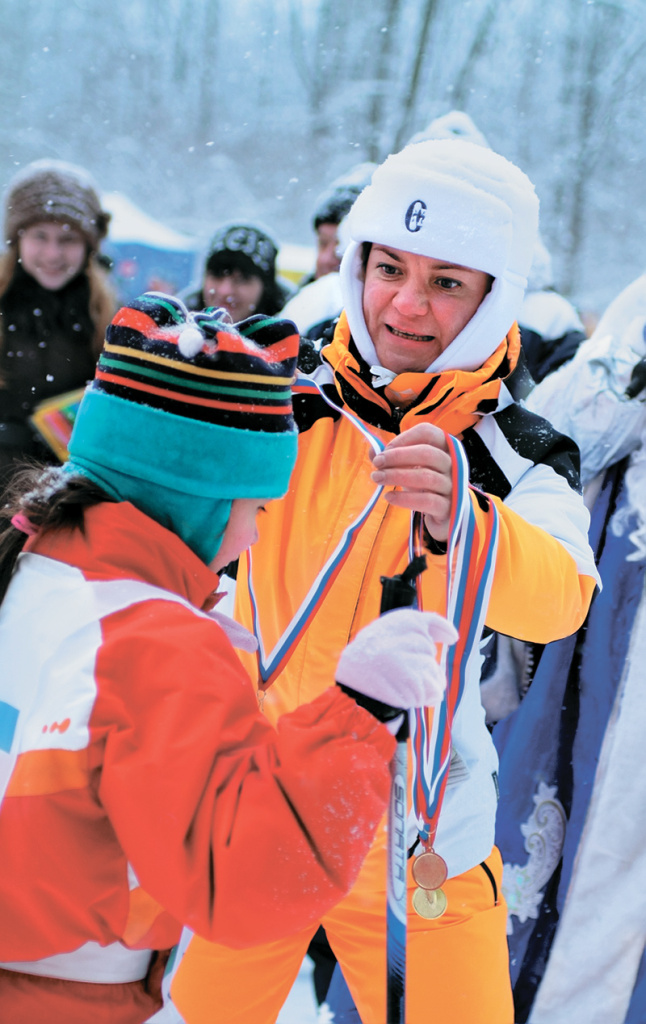 Пятикратная олимпийская чемпионка Лариса Лазутина очень много сделала для Одинцовской лыжероллерной трассы. 
