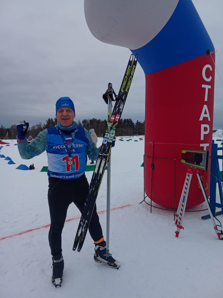 Владимир Лавриненко на финише марафона Русский Север. 
