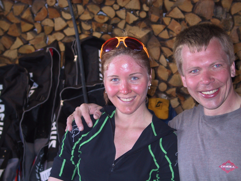 В Согнефьелле, та же поездка, в подвале гостиницы, в смазочной&nbsp;комнате. С мастером спорта международного класса Ольгой Рочевой, родной сестрой чемпиона мира Василия Рочева.