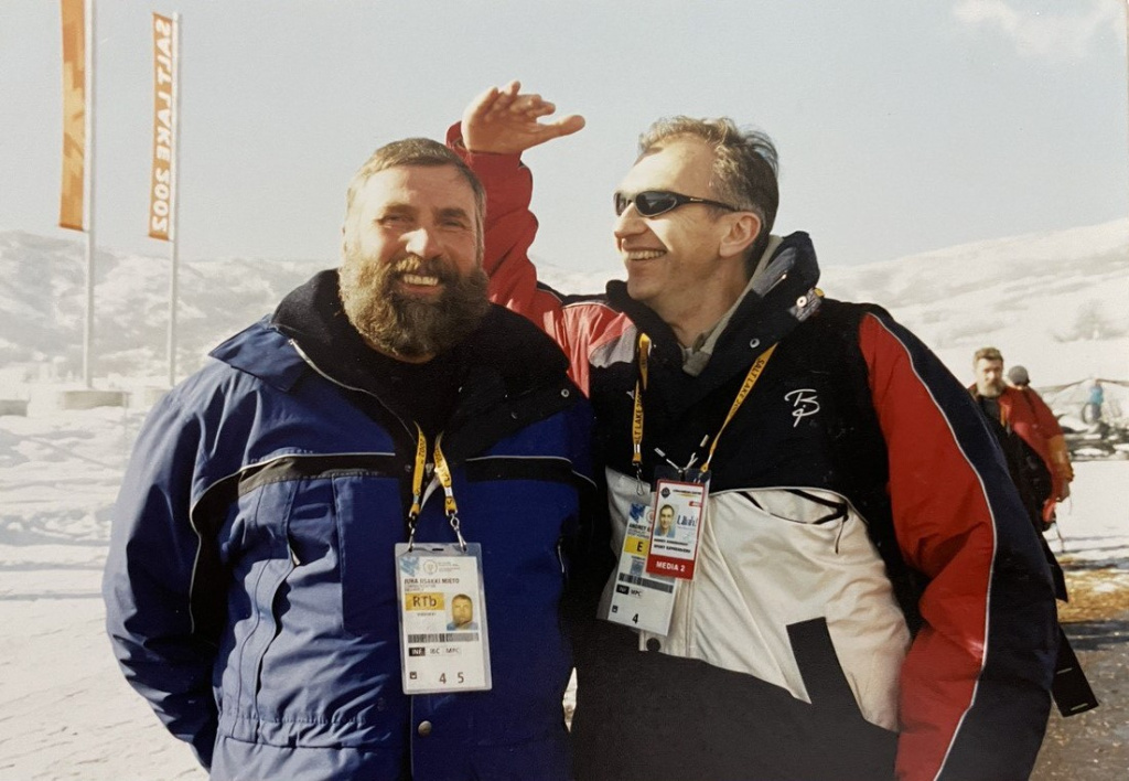 Юха Мието и Андрей Кондрашов после гонки 50 км на Олимпийских Играх 2002 г. в Солт Лейк-Сити