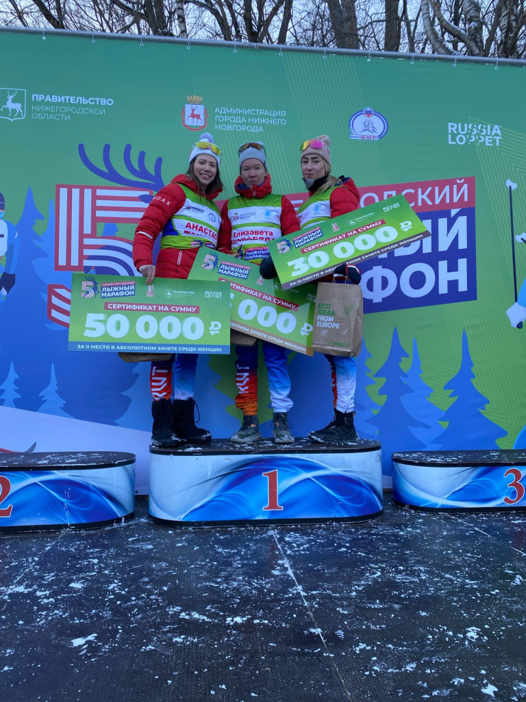 3.Елизавета Шалабода единственный раз смогла выступить в сезоне за команду «Русская Зима», но это единственное выступление увенчалось победой на Нижегородском лыжном марафоне. Второе и третье места – также за представительницами этой команды Анастасией Власовой и Миленой Габушевой. 