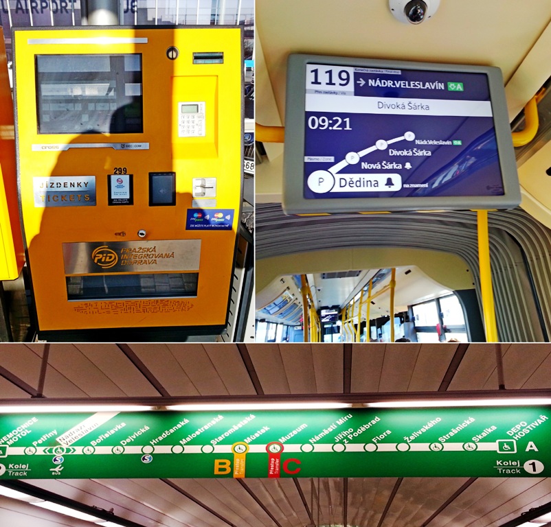Чехия. Прага. Автомат с меню на русском, табло в автобусе и метро. Не заблудишься