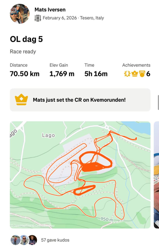 6 февраля Матс Иверсен в процессе откатки лыж преодолел 70,5 км.